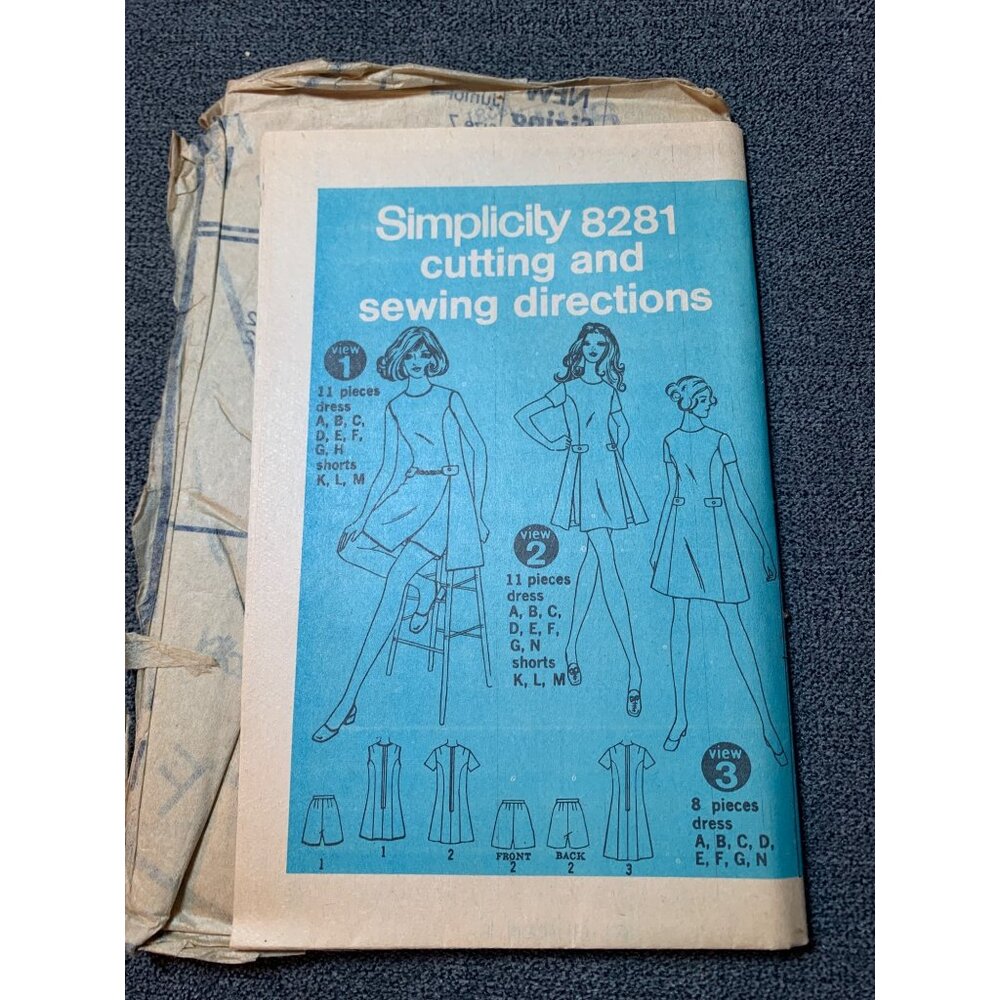 Simplicity 8281 Pattern Dress Shorts Size 7 Ladies Retro Fashion Sewing 1970s
